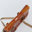 Salvatore Ferragamo Gancini Hand Bag Patent leather Brown Silver Auth 157100-6