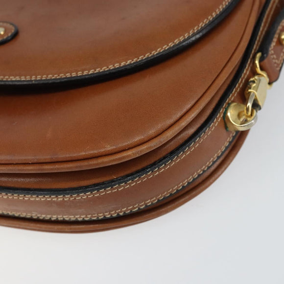 BALLY Shoulder Bag Leather Brown Gold Auth 157101