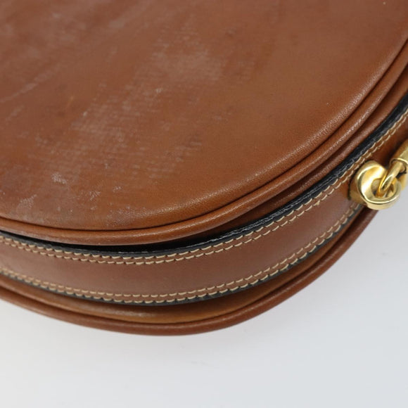 BALLY Shoulder Bag Leather Brown Gold Auth 157101