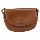 BALLY Shoulder Bag Leather Brown Gold Auth 157101-2
