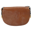 BALLY Shoulder Bag Leather Brown Gold Auth 157101-3