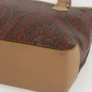ETRO Paisley Hand Bag PVC Leather Brown Gold Auth 157103-10