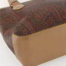 ETRO Paisley Hand Bag PVC Leather Brown Gold Auth 157103-11