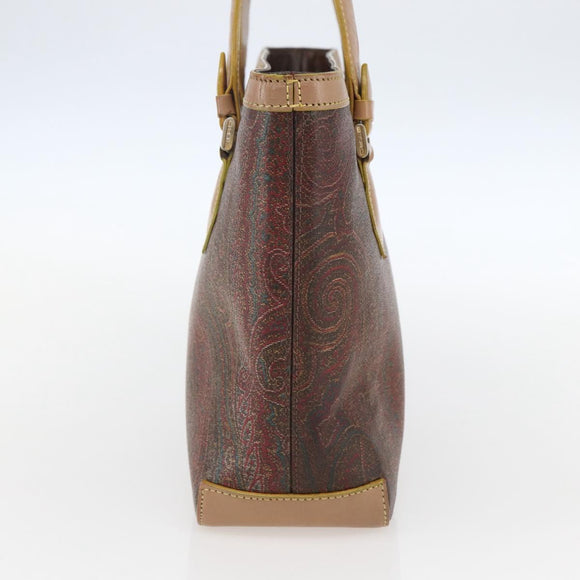 ETRO Paisley Hand Bag PVC Leather Brown Gold Auth 157103