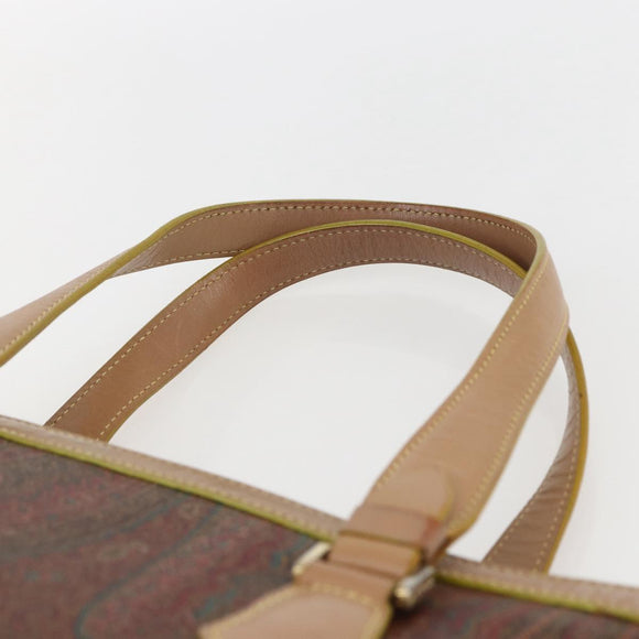 ETRO Paisley Hand Bag PVC Leather Brown Gold Auth 157103
