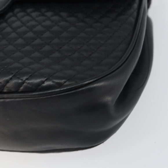 BALLY Chain Shoulder Bag Leather Black Gold Auth 157106