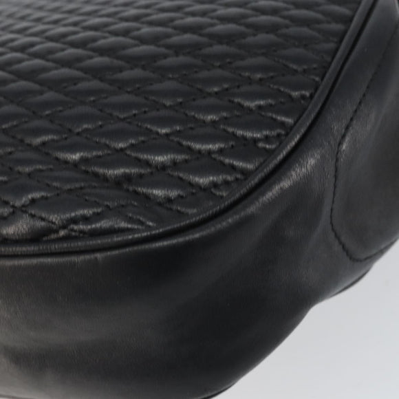 BALLY Chain Shoulder Bag Leather Black Gold Auth 157106