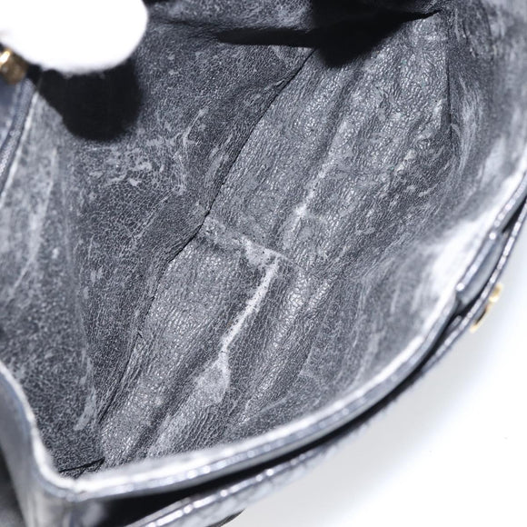 BALLY Chain Shoulder Bag Leather Black Gold Auth 157106