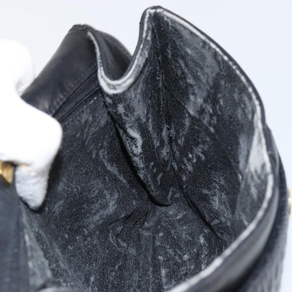 BALLY Chain Shoulder Bag Leather Black Gold Auth 157106