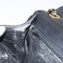 BALLY Chain Shoulder Bag Leather Black Gold Auth 157106-21