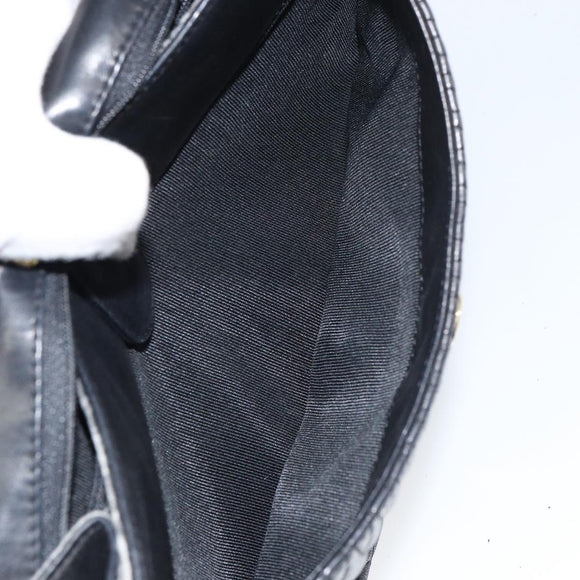 BALLY Chain Shoulder Bag Leather Black Gold Auth 157106