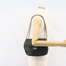 BALLY Chain Shoulder Bag Leather Black Gold Auth 157106-23