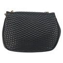 BALLY Chain Shoulder Bag Leather Black Gold Auth 157106-2