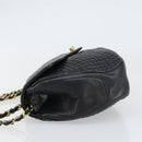 BALLY Chain Shoulder Bag Leather Black Gold Auth 157106-3