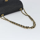 BALLY Chain Shoulder Bag Leather Black Gold Auth 157106-7