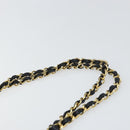 BALLY Chain Shoulder Bag Leather Black Gold Auth 157106-8