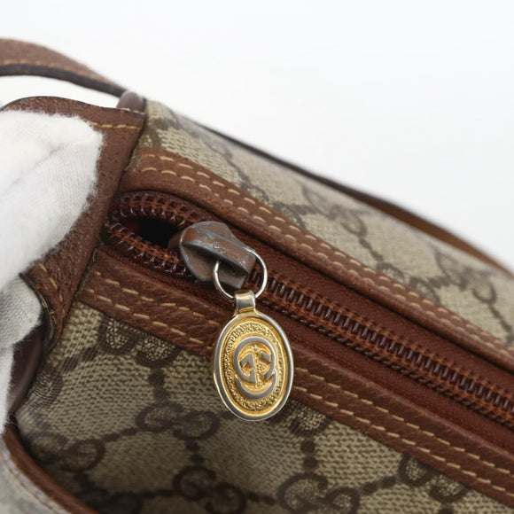 GUCCI GG Supreme Web Sherry Line Bag PVC Beige Gold 001 58 6177 Auth 157107