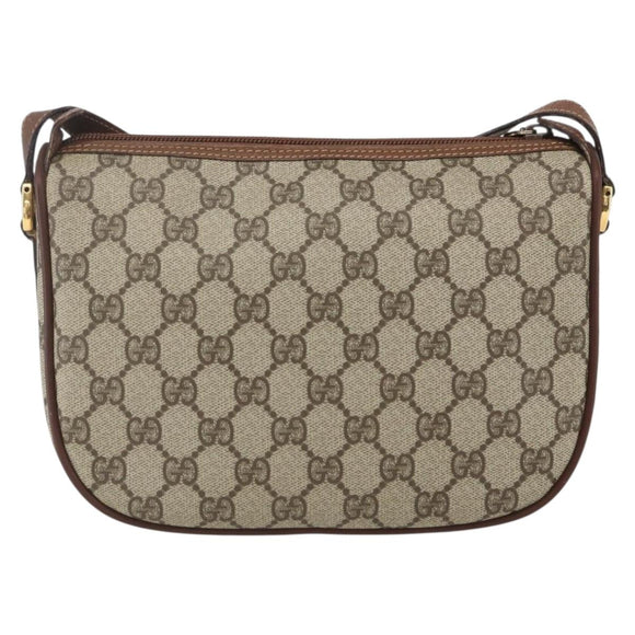 GUCCI GG Supreme Web Sherry Line Bag PVC Beige Gold 001 58 6177 Auth 157107