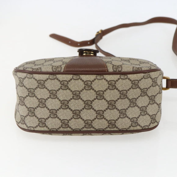 GUCCI GG Supreme Web Sherry Line Bag PVC Beige Gold 001 58 6177 Auth 157107