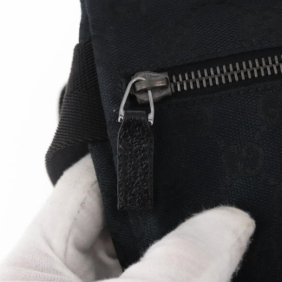 GUCCI GG Canvas Waist bag Black Silver 28566 Auth 157108