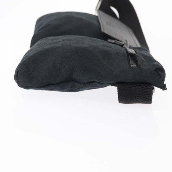 GUCCI GG Canvas Waist bag Black Silver 28566 Auth 157108