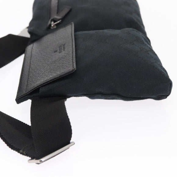 GUCCI GG Canvas Waist bag Black Silver 28566 Auth 157108