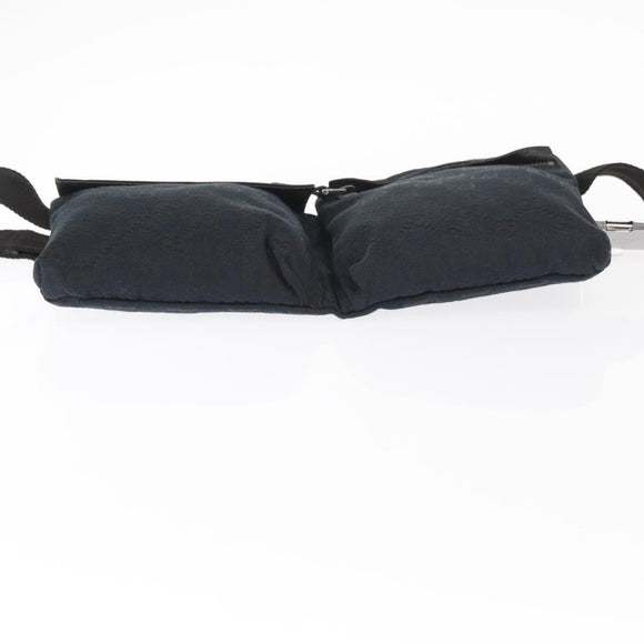 GUCCI GG Canvas Waist bag Black Silver 28566 Auth 157108