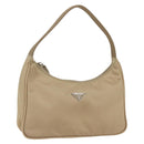 PRADA Hand Bag Nylon Beige Silver Auth 157109V-1