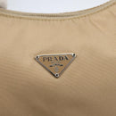 PRADA Hand Bag Nylon Beige Silver Auth 157109V-14