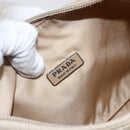 PRADA Hand Bag Nylon Beige Silver Auth 157109V-16