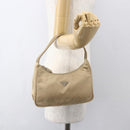 PRADA Hand Bag Nylon Beige Silver Auth 157109V-21
