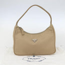 PRADA Hand Bag Nylon Beige Silver Auth 157109V-22