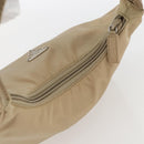 PRADA Hand Bag Nylon Beige Silver Auth 157109V-6