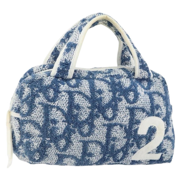 Christian Dior Trotter Canvas Hand Bag Pile Blue Auth 157110