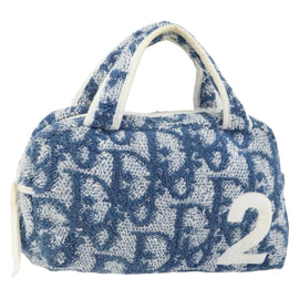 Christian Dior Trotter Canvas Hand Bag Pile Blue Auth 157110A