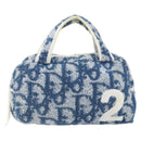 Christian Dior Trotter Canvas Hand Bag Pile Blue Auth 157110-2