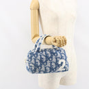 Christian Dior Trotter Canvas Hand Bag Pile Blue Auth 157110-22
