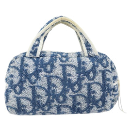 Christian Dior Trotter Canvas Hand Bag Pile Blue Auth 157110A - 0