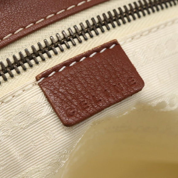 CELINE Paris Macadam Canvas Tote Bag Beige Gold Auth 157115