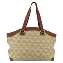 CELINE Paris Macadam Canvas Tote Bag Beige Gold Auth 157115-2