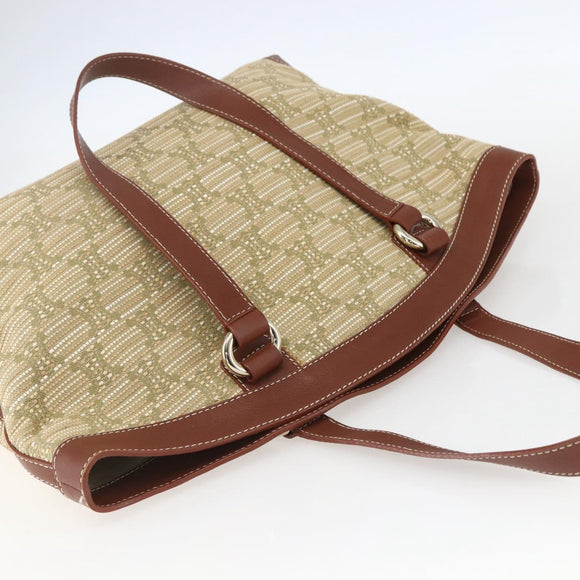 CELINE Paris Macadam Canvas Tote Bag Beige Gold Auth 157115