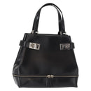 Salvatore Ferragamo Gancini Hand Bag Leather Black Silver Auth 157117-1