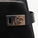 Salvatore Ferragamo Gancini Hand Bag Leather Black Silver Auth 157117-14