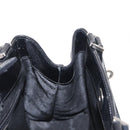Salvatore Ferragamo Gancini Hand Bag Leather Black Silver Auth 157117-17