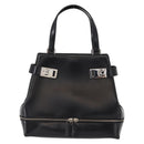 Salvatore Ferragamo Gancini Hand Bag Leather Black Silver Auth 157117-2