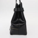 Salvatore Ferragamo Gancini Hand Bag Leather Black Silver Auth 157117-4