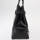 Salvatore Ferragamo Gancini Hand Bag Leather Black Silver Auth 157117-5