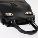 Salvatore Ferragamo Gancini Hand Bag Leather Black Silver Auth 157117-6