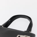 Salvatore Ferragamo Gancini Hand Bag Leather Black Silver Auth 157117-8