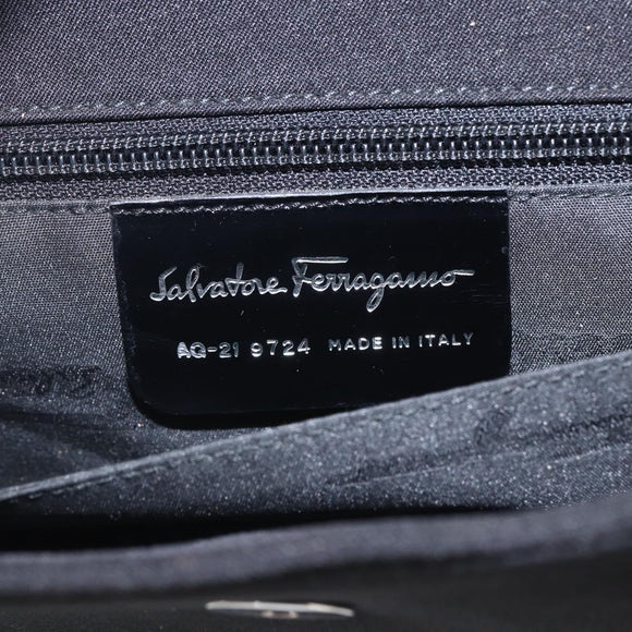 Salvatore Ferragamo Shoulder Bag Canvas Black Silver Auth 157119